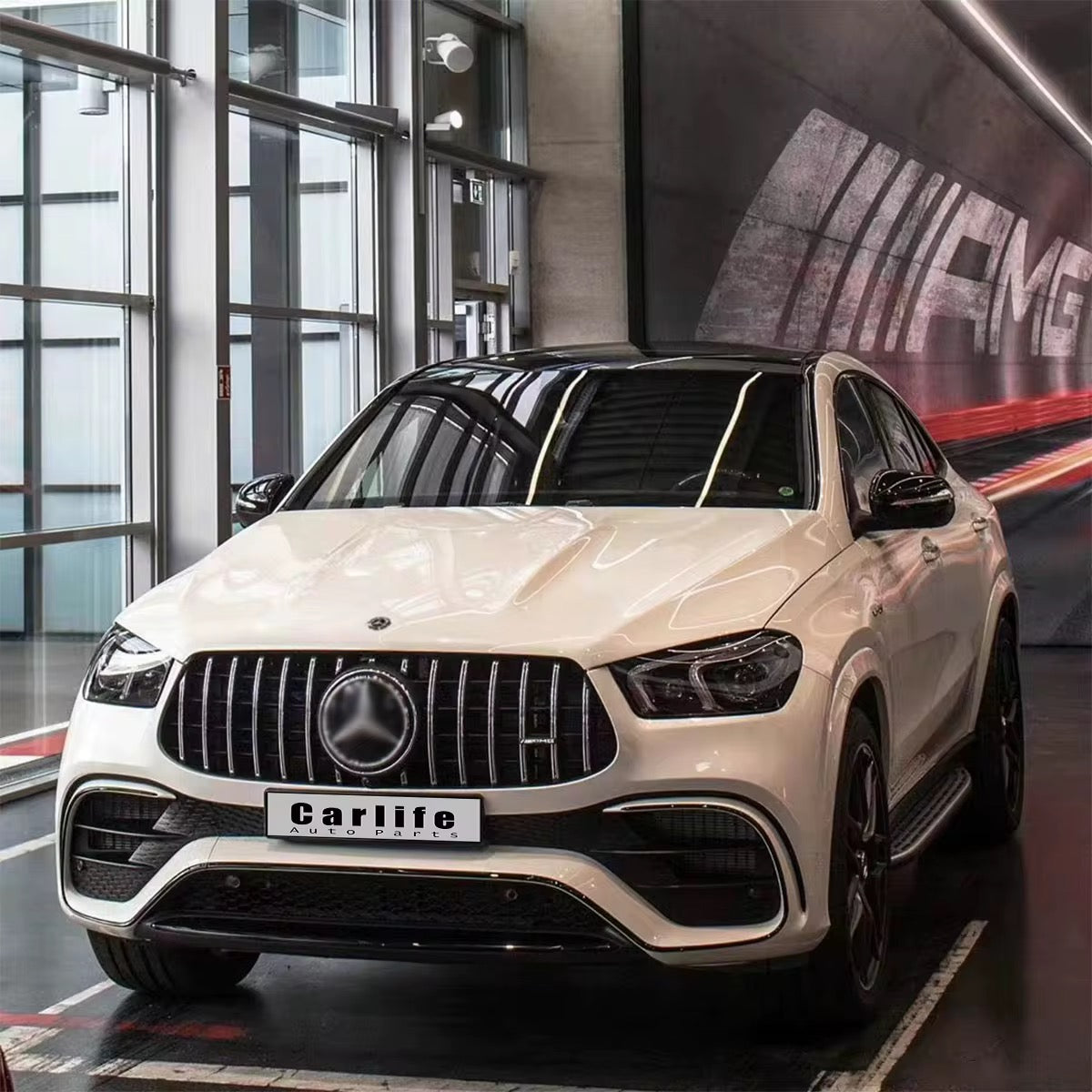 Body Kit  package suitable for Mercedes GLE Coupe C167 after 2019 with black trims, black grille, and black exhaust tips