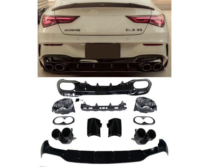 MERCEDES CLA W118 AMG45 DIFFUSER ME ΜΑΥΡΕΣ ΕΞΑΤΜΙΣΕΙΣ